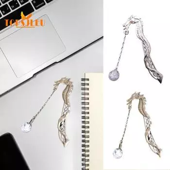 Закладка в винтажном стиле, дизайн металлического дракона, светящиеся бусины, устойчивая к выцветанию, легко чистящаяся закладка бронзовый