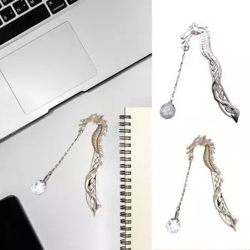 Закладка в винтажном стиле с металлическим драконом и светящимися бусинами, устойчивая к выцветанию, легко чистящаяся закладка античный бронзовый