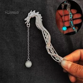 Закладка в винтажном стиле с металлическим драконом и светящимися бусинами, устойчивая к выцветанию, легко чистящаяся закладка античный бронзовый