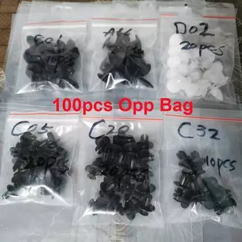 Заклепка Пластиковые заклепки Автомобильный крепежный комплект Автомобильные заклепки Крепежные элементы Автомобильный крепежный зажим Автомобильный фиксирующий комплект 100pcs-OPP Bag