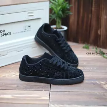 Заклепки Стразы Низкий Топ Плоский Повседневная Обувь Модная Мужская Обувь Пара Роскошь Змеиный Принт Удобная Дышащая Прочная Обувь 40