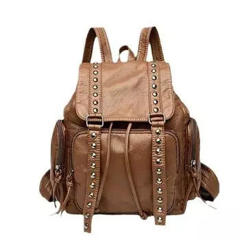 Заклепки в моде, и модная крутизна уже на подходе! Женские сумки, рюкзаки из стираной кожи, рюкзаки большой вместимости и модные школьные ранцы. чёрный