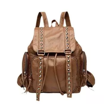 Заклепки в моде, и модная крутизна уже на подходе! Женские сумки, рюкзаки из стираной кожи, рюкзаки большой вместимости и модные школьные ранцы. чёрный