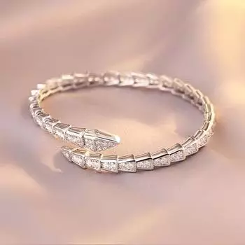 ZAKOL Роскошные блестящие браслеты-манжеты AAA с кубическим цирконием в виде змеиной кости, женские браслеты-манжеты серебристого цвета для свадебной вечеринки, браслет для женщин 1