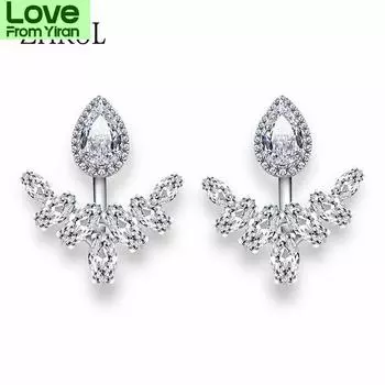 Zakol уникальные серьги-капли из кубического циркония, куртки, модные белые серьги-крылья для женщин и девушек, ювелирные изделия Fsep396 белый