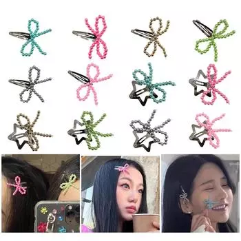 Заколка-бабочка с бантом, искусственный жемчуг, бисерные заколки-банты, аксессуары для волос, цветная заколка для волос, украшение для головы 2 золотой