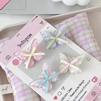 Заколка-бабочка желейного цвета для женщин и девочек, стильная милая заколка для волос, милая боковая заколка, аксессуары для волос для вечеринок, подарки синий