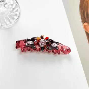 Заколка-банан с зубцами, вертикальная заколка, шпилька для волос «конский хвост», ацетатная заколка-бантик, зубчатая дисковая заколка, заколка-цветок. красный