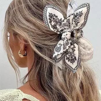 Заколка-бант в стиле бохо с кешью и узором акулы, большие заколки для волос, головные уборы в стиле бохо для отдыха, женские аксессуары для волос