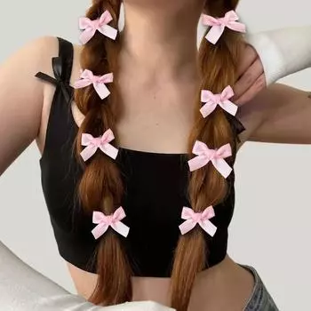 Заколка-бантик 4 см, балетная лента, маленькая шпилька, аксессуар для волос Dopamine Sweet One Size розовый