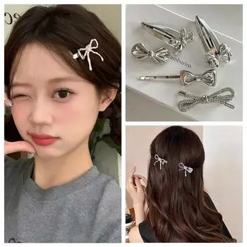 Заколка-бантик со стразами, полая металлическая заколка для волос, симпатичная заколка-бантик для женщин Style 3