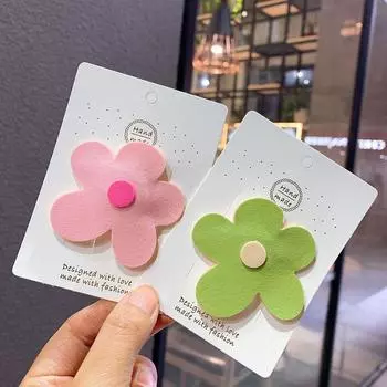 Заколка для челки для девочки, цветные аксессуары для волос, заколка для волос в виде цветка, корейская шпилька для волос розы красного