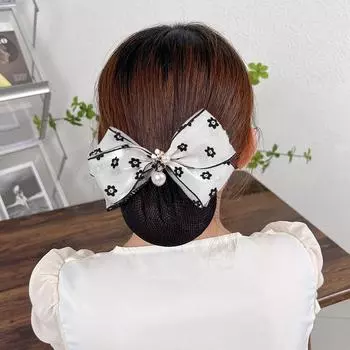 Заколка для хвоста с бантом, заколка для волос, чехол для сетки, корейский пучок, женские пружинные зажимы, бант, чехол для пучка волос J