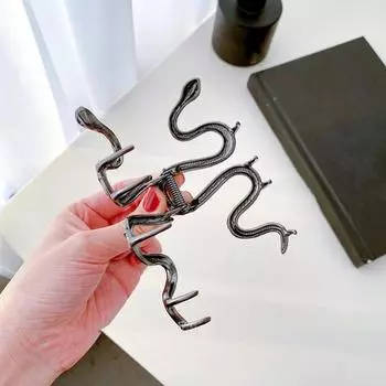 Заколка для волос 2025 Год Змеи Заколка для волос с противоскользящими зубцами и текстурированной рукояткой Заколка для волос чёрный