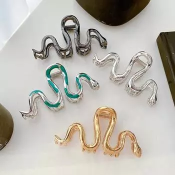 Заколка для волос 2025 года Змеи с противоскользящими зубцами и текстурированной ручкой, заколка для волос, аксессуары для волос в честь китайского Нового года чёрный