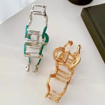 Заколка для волос 2025 года Змеи с противоскользящими зубцами и текстурированной ручкой, заколка для волос, аксессуары для волос в честь китайского Нового года серебряный