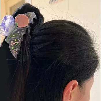 Заколка для волос Acetic Acid Rhinestone Clip Clip Cute Acetate Flower Hair Claw Daily C