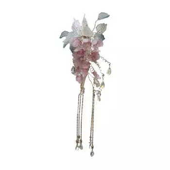 Заколка для волос Бабочка Цветок Глициния Стекло Шпилька для волос Цветочные бусины Кисточка Зажим для волос Многофункциональные аксессуары для укладки волос 1pc