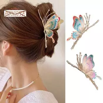 Заколка для волос-бабочка, металлические нескользящие заколки для волос для густых длинных волос, вьющиеся волосы, модные зажимы для волос сильной фиксации, аксессуары для волос для женщин и девочек разноцветный
