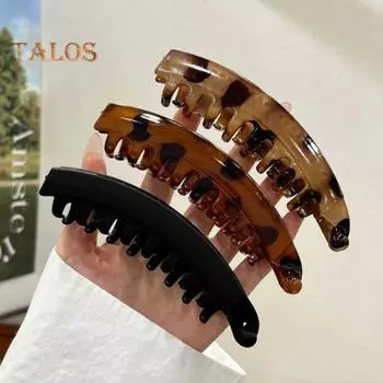 Заколка для волос «банан» для женщин и девочек, большая нескользящая заколка-краб для волос «банан», держатель для волос «конский хвост», аксессуар для укладки густых волос матовый черный