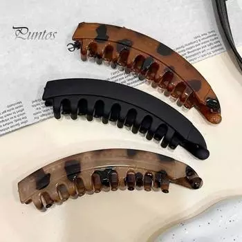 Заколка для волос «банан» для женщин и девочек, большая нескользящая заколка-краб для волос «банан», держатель для волос «конский хвост», аксессуар для укладки густых волос матовый черный