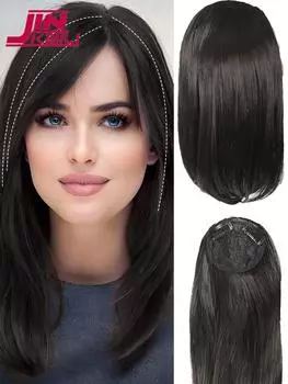 Заколка для волос Челка Наращивание волос Шиньон Синтетический парик Искусственная бахрома Натуральные волосы Челка Смешанные аксессуары для светлых волос Искусственные волосы