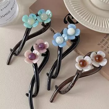 Заколка для волос Цветок Банан Твист Заколка Корейский Стиль Заколка для хвоста Элегантная Линия Зажим Затылок белый