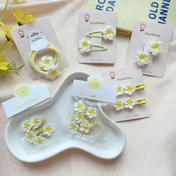 Заколка для волос Цветок плюмерии Заколка для волос Аксессуары для волос Цветочная заколка-яйцо Цветок BB Зажим для девочек F