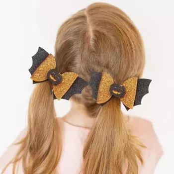 Заколка для волос для девочек на Хэллоуин, милый головной убор с бантиком и тыквой/пауком/летучей мышью/призраком, подвески, заколки для волос на Хэллоуин, аксессуары для вечеринок для косплея A