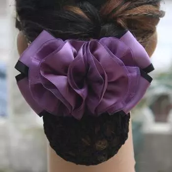 Заколка для волос для девочек, зажим для хвоста в отеле, корейский пучок, снуд, цветочная пружинная заколка, заколки для волос, сетка для чехла фиолетовый