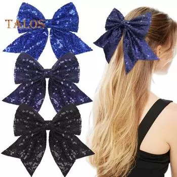 Заколка для волос двухслойная однотонная с пайетками противоскользящая ретро-украшение для волос в стиле принцессы для свиданий и вечеринок заколка для хвоста аксессуары для волос красный