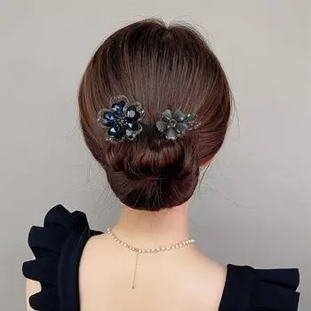 Заколка для волос Flower Bud, бигуди для волос, пучок, заколка для волос на затылке, головной убор 1PCS синий