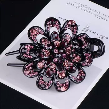 Заколка для волос Flower Style Rhinestone Grip для женщин Three Teeth Duckbill Clip Updo Headwear Hair 9.5*7.6cm