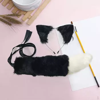 Заколка для волос Furry Wolf Halloween Bell Headband Hairpin Cosplay Set, черный