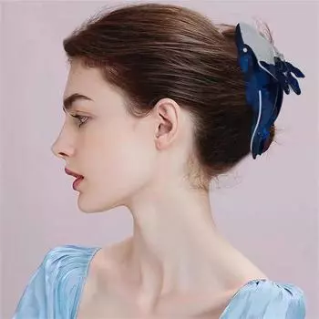 Заколка для волос «Голубой кит» для хвоста на затылке One Size чёрный