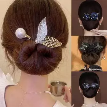 Заколка для волос «Хвост кита» со стразами и цветами, резинка для волос, ленивые бигуди, аксессуары для волос, инструмент для укладки волос A