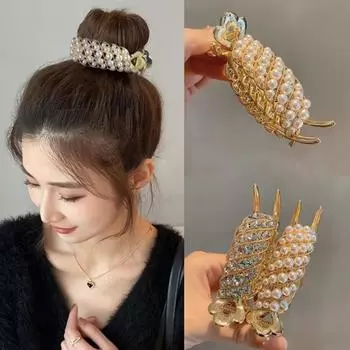 Заколка для волос, инкрустированная бриллиантами, женская заколка для головы в виде фрикадельки, летняя заколка для волос на затылке, набор для волос, заколка в виде акулы