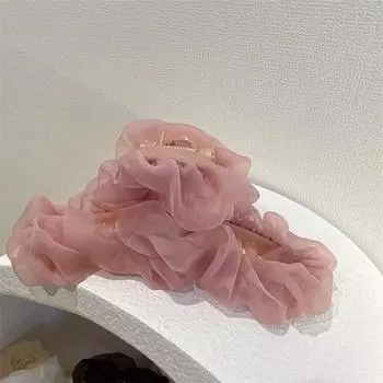 Заколка для волос из плиссированной сетки высокого класса для женщин, большая заколка-акула для пучка на затылке, аксессуары для волос нового стиля