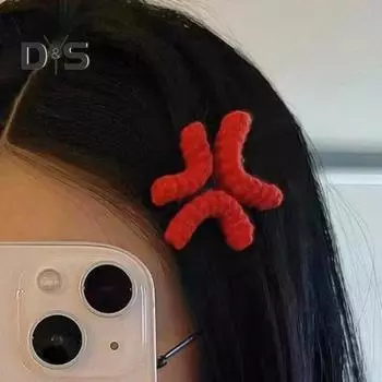 Заколка для волос из шерсти с графическим дизайном Angry, односложная заколка, легкая, удобная, для повседневной носки, для походов по магазинам, вечеринок, встреч, для волос красный