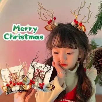 Заколка для волос из смолы Xmas Reen Olen, тканевая рождественская заколка для волос, подарок, заколка для волос из рогов лося, ежедневная Style D
