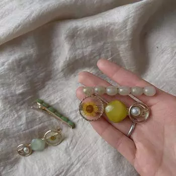 Заколка для волос из сухоцвета в стиле ретро с жемчужинами – Романтичный сладкий темпераментный зажим сбоку с дизайном «Утконос»