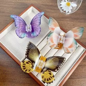 Заколка для волос «Эльф-бабочка» с принтом, большая заколка «Акула», креативная заколка-бабочка, ежедневная E