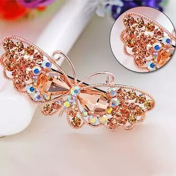 Заколка для волос Элегантная модная заколка для волос Бабочка Головной убор Аксессуары Заколка Женская Кристалл Уникальная шампанского