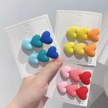 Заколка для волос «Любовь» ярких цветов, детская заколка для волос на боку для девочек, аксессуары для волос, головные уборы, заколка для маленьких девочек, летняя челка красный