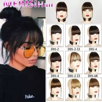 Заколка для волос MERISIHAIR, челка, аксессуары для накладных волос, синтетическая искусственная челка, челка, наращивание волос, синтетический парик