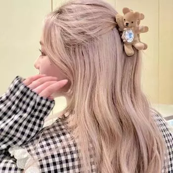 Заколка для волос Милый медведь коготь для волос со стразами Заколка для волос Милый зажим для захвата в виде акулы для девочек серый