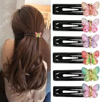 Заколка для волос, модная блестящая заколка-бабочка для свадьбы, подарок на день рождения для женщин и маленьких девочек