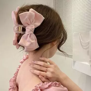 Заколка для волос, модный весенний дизайн, легкая заколка для головы, двусторонний декор с бантом, заколка для волос в душе, украшение для волос, заколка для волос чёрный
