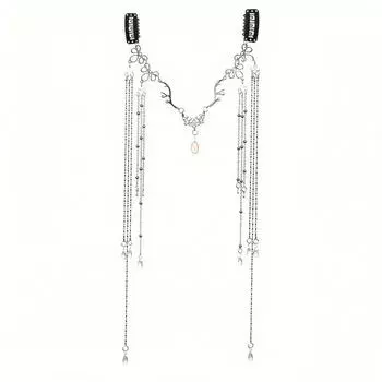 Заколка для волос на голову с искусственными кристаллами, инкрустированная кисточками, декоративная цепочка для волос, женские аксессуары для волос, аксессуары для фотосъемки серебряный