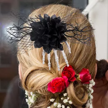 Заколка для волос на Хэллоуин, креативный головной убор для косплея для выступления BlackFlower24cmx20cm